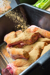Spicing raw lamb for hand pies