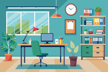 Office interior design illustration 