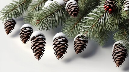 Naklejka premium Christmas decoration on a tree, Christmas tree with decoration, Christmas tree branches background.
