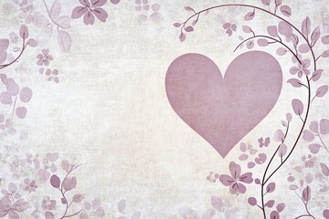 Minimalist Heart on Subtle Floral Background