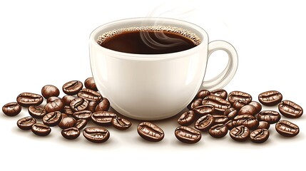 Freshly Brewed Coffee Cup Spilling Aromatic Liquid