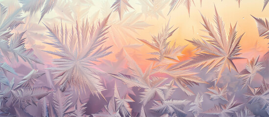 Fototapeta premium Frosty patterns on frozen glass 
