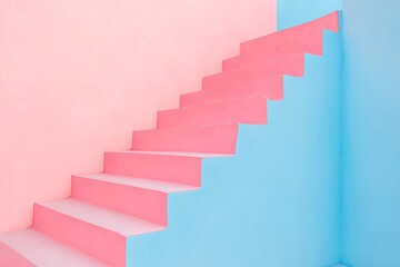 Fototapeta premium Minimalist Design of Simple Staircase in Vibrant Colors