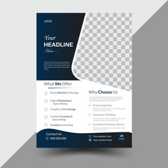 Modern flyer design template with blue color