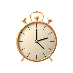 Golden alarm clock in transparent background