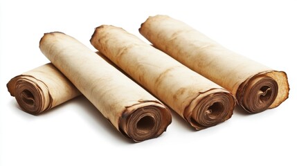 Vintage Paper Scroll with Elegant Burned Edges - Isolated on White Background