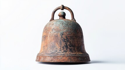 Rustic Bell with Soft Patina Isolated on Clean White Background