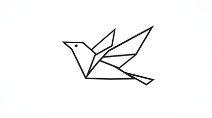 Fototapeta premium Minimalist Origami Sparrow Logo Design