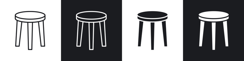 Stool icon in thin outlined.