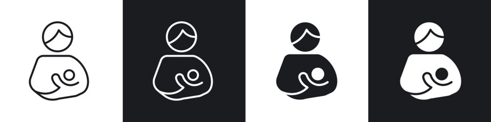 Breastfeeding icon in thin outlined.