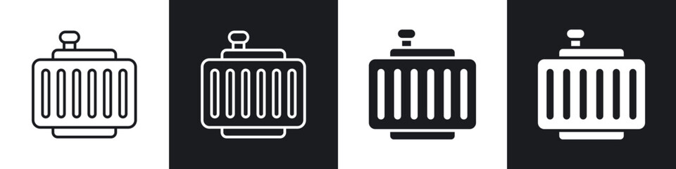 Car radiator icon in thin outlined.