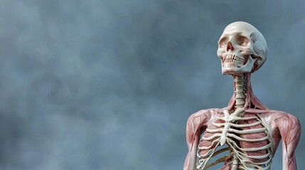 Digital Learning Education Concept with Human Skeleton Model for Online Medical Studies and Virtual Anatomy Classes