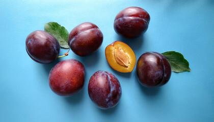 Obraz premium Plum Fruit, isolated on a pastel blue