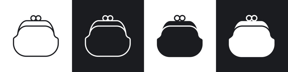 Woman purse icon in thin outlined.