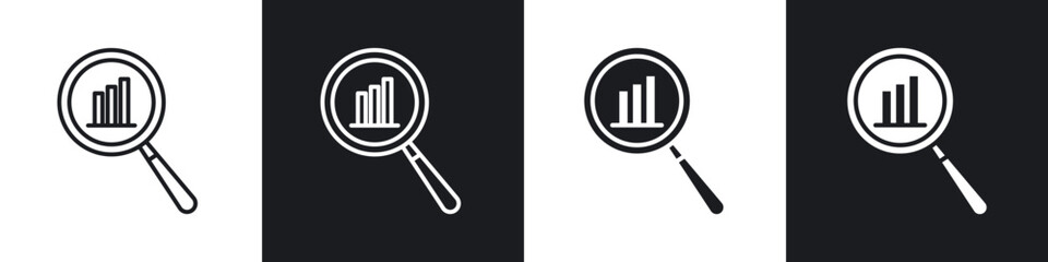 Analysis icon in thin outlined.