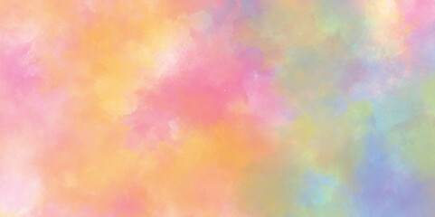 hand drawn multicolor grunge soft watercolor cloud texture, Abstract cloudy gradient background with multicolor cloudy stains, multicolor clouds texture watercolor picture painting illustration.