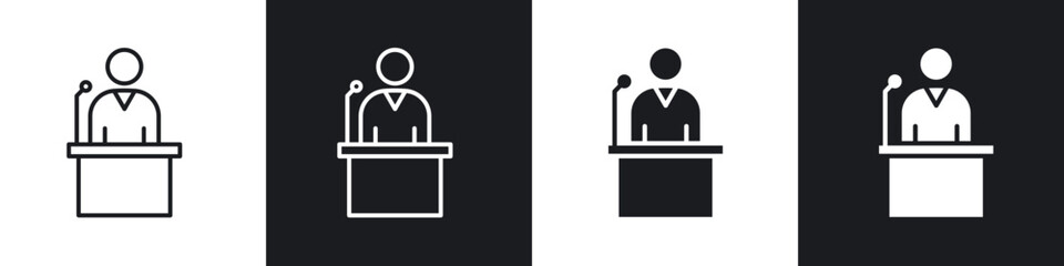 Politician speaker icon in thin outlined.