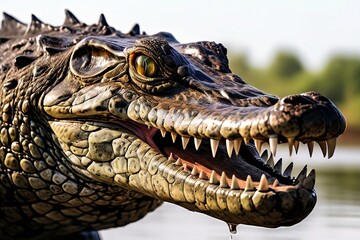 Fototapeta premium a powerful crocodiles jaws a deadly weapon for hunting