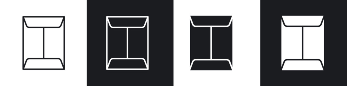 Document envelope icon in thin outlined.