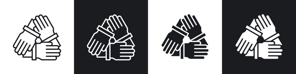 Teamwork outlined and solid icon vector collection.