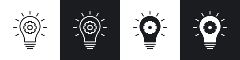 Innovation outlined and solid icon vector collection.