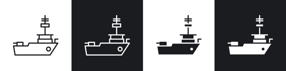 Warship icon in thin outlined.