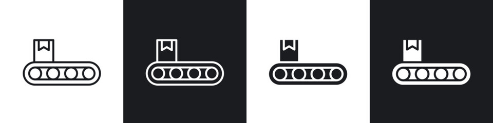 Conveyor belt icon in thin outlined.