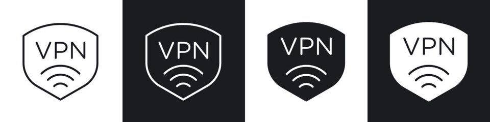 Vpn icon in thin outlined.