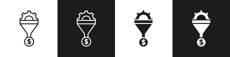 Lead generation outlined and solid icon vector collection.