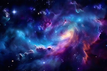 a swirling galaxy pattern with vibrant holographic stars and neb