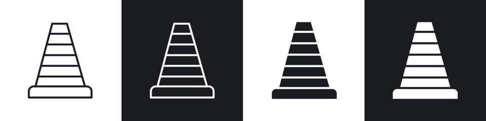 Road cone icon in thin outlined.