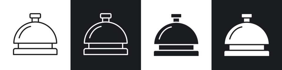 Reception bell icon in thin outlined.