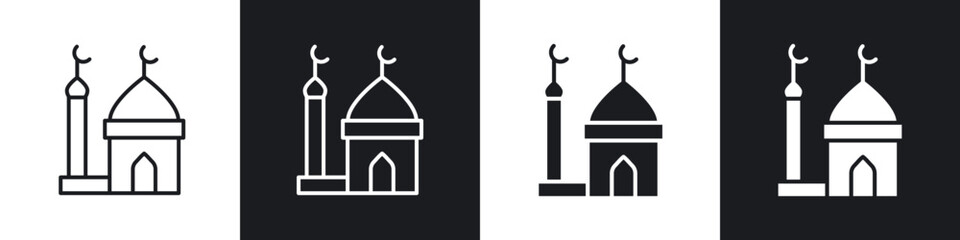 Mosque icon in thin outlined.