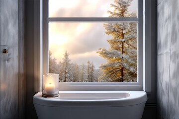 a toilet with a cloudy frosted window that allows natural light