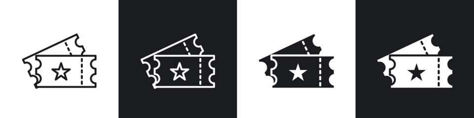 Movie ticket icon in thin outlined.