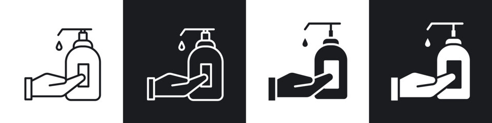 Hand wash icon in thin outlined.