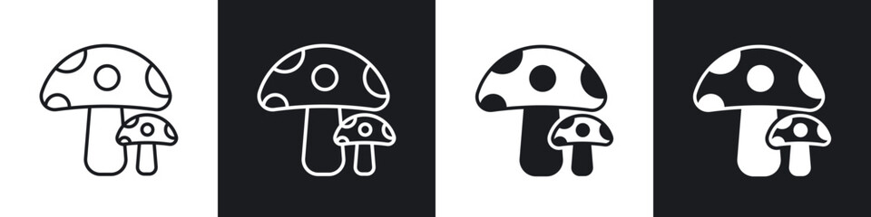 Mushrooms icon in thin outlined.