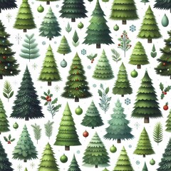 Christmas trees background. Isolated on white.