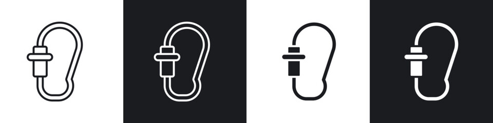 Carabiner icon in thin outlined.