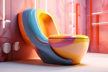 a toilet with a sculptural design inspired by modern art featuri