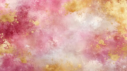 Fototapeta premium Abstract, watercolor-style ornament in shades of pink, gold, and white with soft, blurred edges.