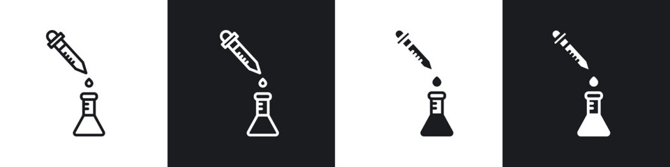 Chemical test icon in thin outlined.