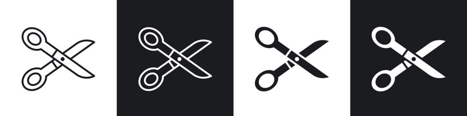 Scissors outlined and solid icon vector collection.