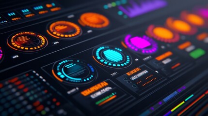 Obraz premium Holographic barcode interface displaying delivery routes for cold storage items, futuristic logistics system