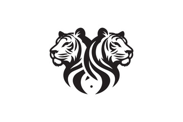 Simple tiger minimal logo icon black and white
