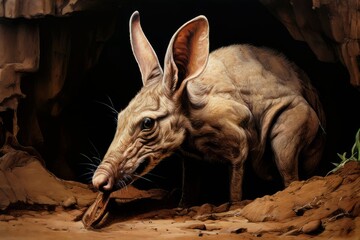 aardvark digging in dirt long snout and ears visible creative ar