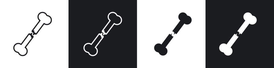 Broken bone icon in thin outlined.