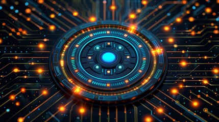 Advanced Cybersecurity Concept with Futuristic Digital Interface and Data Protection Elements