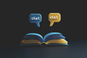 Open Book with Speech Bubbles Design