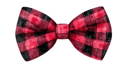 Cozy Christmas Red Plaid Bow Clipart